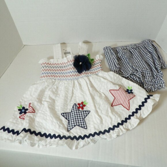 Good Lad Other - Good Lad Red White & Blue Dress and Bloomers Smocked Appliques 12 Months